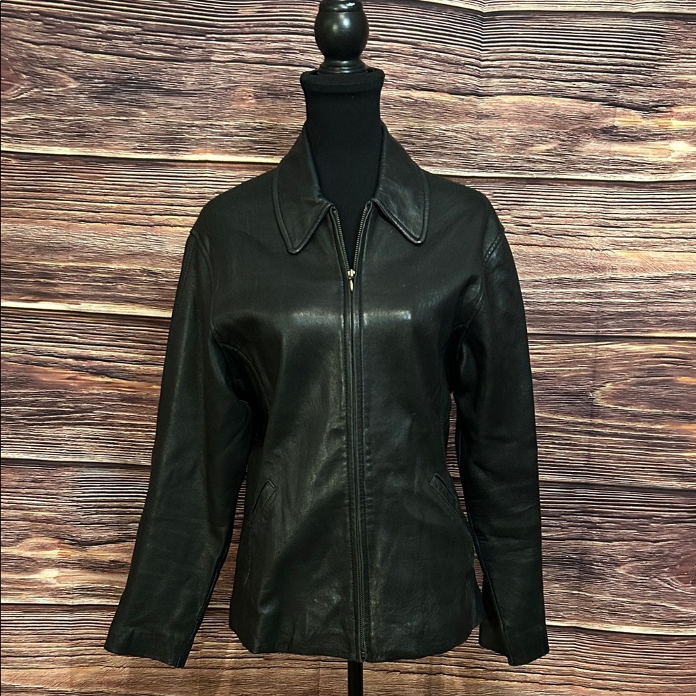 Louis Alvear Women's Black Genuine Leather Jacket | Medium